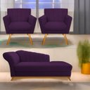Ver imagem 1 de Kit Diva Recamier Vanessa 185cm Lado Direito e 02 Poltronas Laura Suede - Doce Sonho Móveis RECAMIER