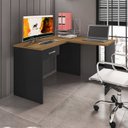 Ver imagem 1 de Mesa para escritório em L Gávea com 1 Gaveta 127cm Espresso Móveis Preto Black E Freijó