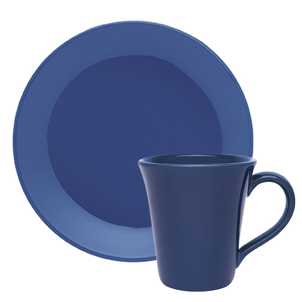 Kit Jogo Café Lanche Azul 24 Peças Oxford® Cerâmica MadeiraMadeira