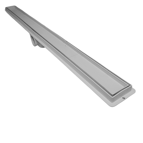 Ralo Linear Banheiro Seca Box 5x80 Oculto Plástico Coletor Cinza com Sifão (5cm x 81cm)