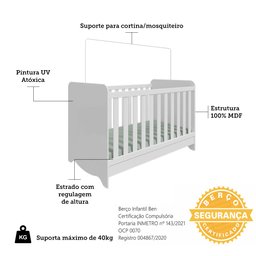 Berço Mini Cama Americano 100% MDF 3 em 1 Ben  - 4