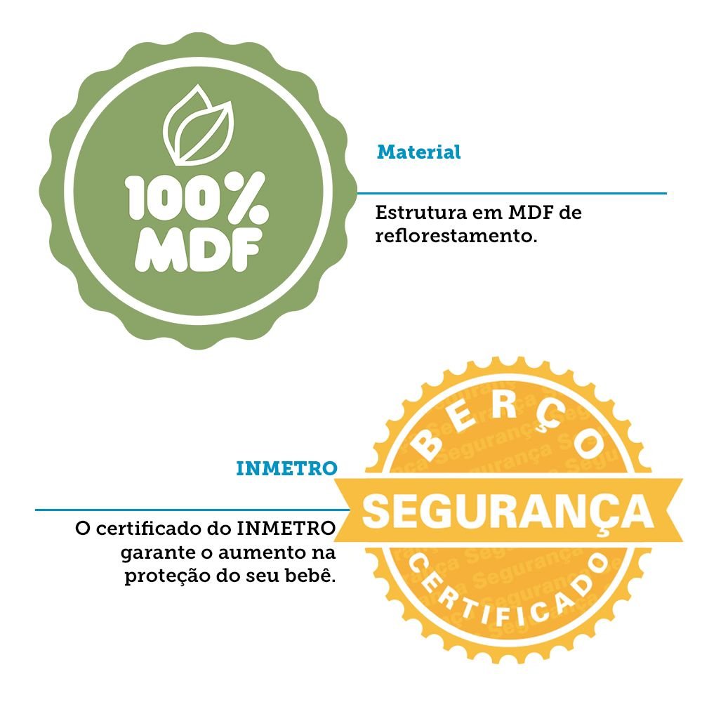 Berço Mini Cama Americano 100% MDF 3 em 1 Ben  - 12
