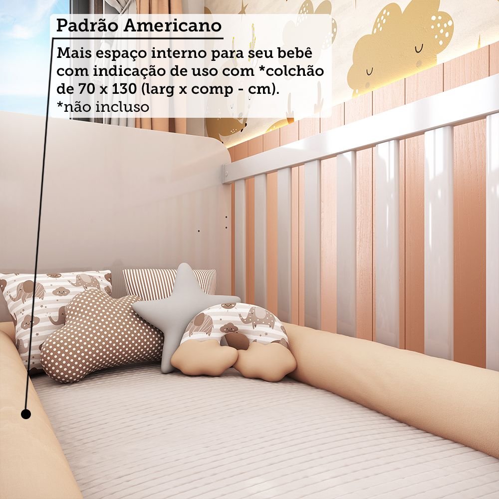 Berço Mini Cama Americano 100% MDF 3 em 1 Ben  - 11