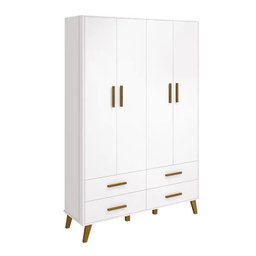 Quarto Infantil Retrô Ayla com Guarda Roupa, Berço e Cômoda Branco Fosco - Reller Móveis - 3