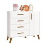 Quarto Infantil Retrô Ayla com Guarda Roupa, Berço e Cômoda Branco Fosco - Reller Móveis - 5