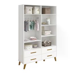 Quarto Infantil Retrô Ayla com Guarda Roupa, Berço e Cômoda Branco Fosco - Reller Móveis - 4