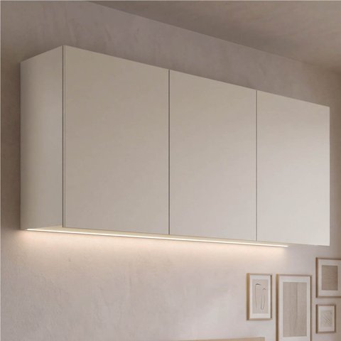 Ponte Planejada Queen 3 Portas com LED Samambaia CabeCasa MadeiraOriginals Off White