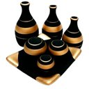 Ver imagem 1 de Jogo De Vasos Trio Garrafas E Centro De Mesa - Black Golden
