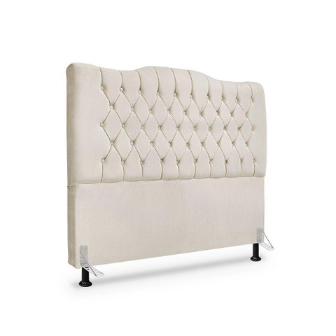 Cabeceira de Cama Box King 195cm Dunas - Veludo Bege Claro.