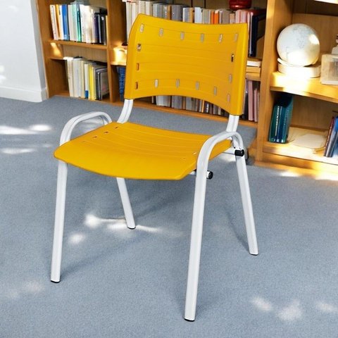Cadeira Iso Base Branco Escola, Escritório Amarelo