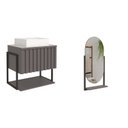 Ver imagem 2 de Gabinete para Banheiro com Cuba e Espelheira 65cm MDF Helsing Espresso Móveis