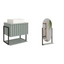 Ver imagem 2 de Gabinete para Banheiro com Cuba e Espelheira 65cm MDF Helsing Espresso Móveis Verde/Pistache