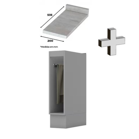 Balcão Modulado 20cm Porta Toalha com Tampo Emily Henn