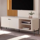 Ver imagem 1 de Rack para TV Bancada Tucupi 1.4 Off White Preto 58 Polegadas 143cm MDF Bechara Móveis