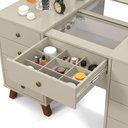 Ver imagem 3 de Penteadeira Camarim Eloá com Luz de Led e Banqueta Off White - Patrimar Móveis