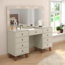 Ver imagem 1 de Penteadeira Camarim Eloá com Luz de Led e Banqueta Off White - Patrimar Móveis