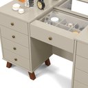 Ver imagem 2 de Penteadeira Camarim Eloá com Luz de Led e Banqueta Off White - Patrimar Móveis