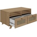Ver mais imagens de Mesa de Centro para Sala de Estar 2 Gavetas 91cm Pés Retrô Tessaro A05 Carvalho - Lyam Decor