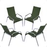 Conjunto 4 Cadeiras Alumínio Área Externa Fortaleza Fibra Sintética Artesanal Cor:verde - 1