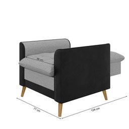 Poltrona York C/ Puff em Linho com Detalhes Courino e Fibras de Silicone Just Time - 6