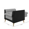 Poltrona York C/ Puff em Linho com Detalhes Courino e Fibras de Silicone Just Time - 6
