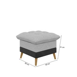 Poltrona York C/ Puff em Linho com Detalhes Courino e Fibras de Silicone Just Time - 7