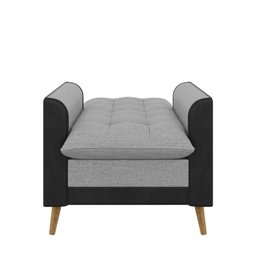 Poltrona York C/ Puff em Linho com Detalhes Courino e Fibras de Silicone Just Time - 9
