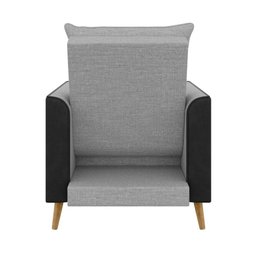 Poltrona York C/ Puff em Linho com Detalhes Courino e Fibras de Silicone Just Time - 8