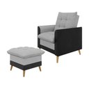 Ver imagem 3 de Poltrona York C/ Puff em Linho com Detalhes Courino e Fibras de Silicone Just Time