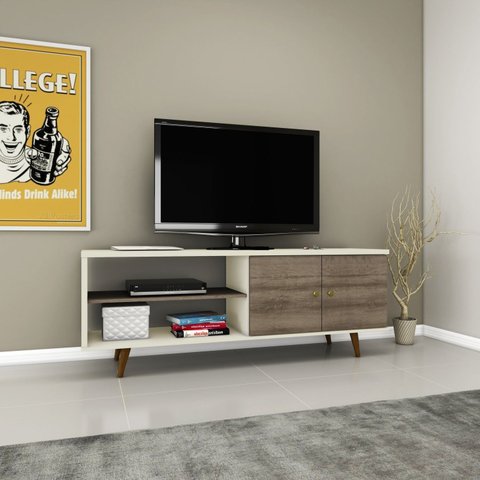 Rack Retrô para TV até 50 Polegadas 160cm Tvs 2 Portas 2 Nichos Retrô Rt 3108 Bege