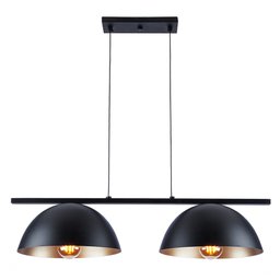 Luminária Pendente Trilho Retro Industrial Montreal para 2 Lâmpadas E27 Bivolt:preto com Dourado/110 - 1
