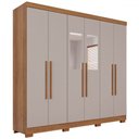 Ver imagem 3 de Guarda-roupa Casal Pinheiro 6 Portas 2 Gavetas com Espelho Cinamomo/off White - Pnr Móveis
