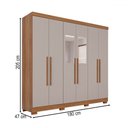 Ver imagem 5 de Guarda-roupa Casal Pinheiro 6 Portas 2 Gavetas com Espelho Cinamomo/off White - Pnr Móveis