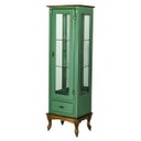Ver imagem 2 de Cristaleira de Madeira 1 Porta Gaveta Pés Luiz Xv - Verde Kalle com Tampo e Base Imbuia Glazer