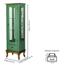 Ver imagem 4 de Cristaleira de Madeira 1 Porta Gaveta Pés Luiz Xv - Verde Kalle com Tampo e Base Imbuia Glazer