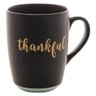 Caneca Em Cerâmica Bon Gourmet Thankful Preto E Azul 340ml - 1