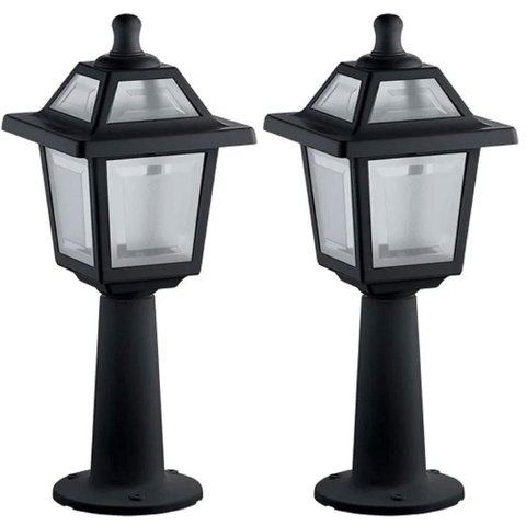 Kit 2 Luminárias de Chão Preta Ravena Dital Balizador Jardim Muro Externo Clássico
