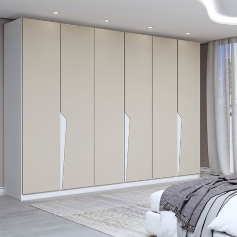 Guarda-roupa Casal Luxe 2,42 Metros 6 Portas 4 Gavetas Branco/creme - Panorama Móveis