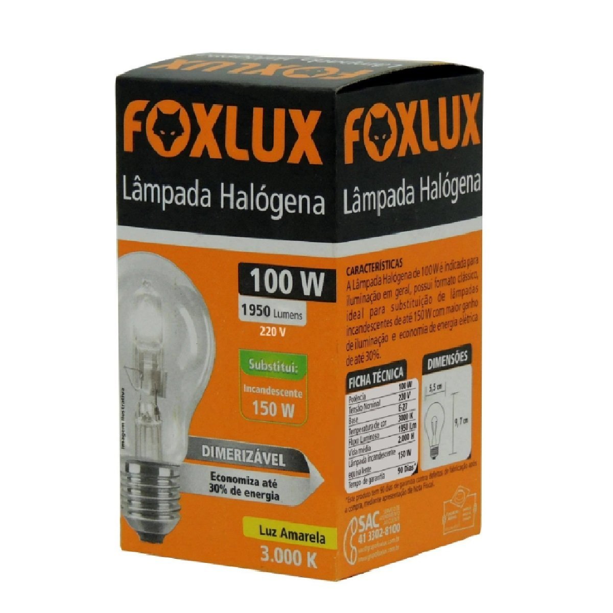 Lampada Halogena Classica 100W 220V Foxlux - 2