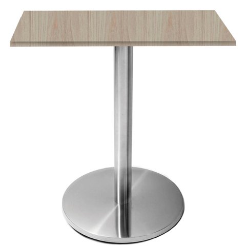 Mesa Beta Inox 75 Cm (altura) Disco Redondo Tampo Mdp Quadrado 60 Cm (larg) X 2,50 Cm (alt)