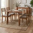 Ver imagem 2 de Mesa de Jantar Papaia com 4 Cadeiras Estofadas Juparana Linho Bege Ornar