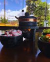 Ver imagem 4 de Conjunto Fondue Queijo/Chocolate Panela de Pedra Sabão 800ml