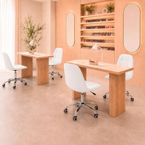 Kit 4 Cadeiras Office Botonê Giratória Ergonômica para Escritório Branco