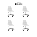 Ver imagem 1 de Kit 04 Cadeiras Office Eiffel Botonê Ajustável Base Giratória - Branco + E-book