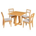 Ver imagem 2 de Conjunto Sala de Jantar Mesa Quadrada 90cm com 4 Cadeiras MDF Palha Sintética Carvalho Rosé/Bege Cla