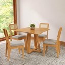 Ver imagem 1 de Conjunto Sala de Jantar Mesa Quadrada 90cm com 4 Cadeiras MDF Palha Sintética Carvalho Rosé/Bege Cla