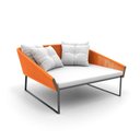 Ver imagem 1 de Chaise Quadrada Maldivas em Corda Náutica Laranja - Tecido Duna Cru