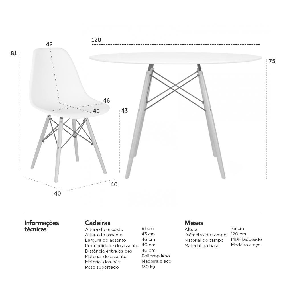 KIT - Mesa redonda Eames 120 cm preto + 5 cadeiras Eiffel DSW Verde escuro - 9
