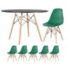 KIT - Mesa redonda Eames 120 cm preto + 5 cadeiras Eiffel DSW Verde escuro - 1