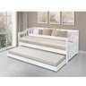 Sofa Cama Solteiro de Madeira com Cama Auxiliar + 2 Colchões - Branco - Branco - 1